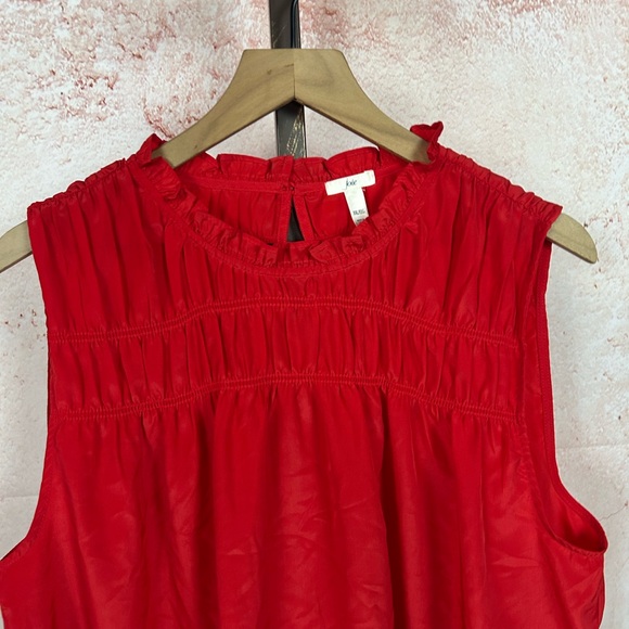 JOIE limited edition smocked holiday top size XL cayenne red sleeveless shirt - Picture 4 of 7